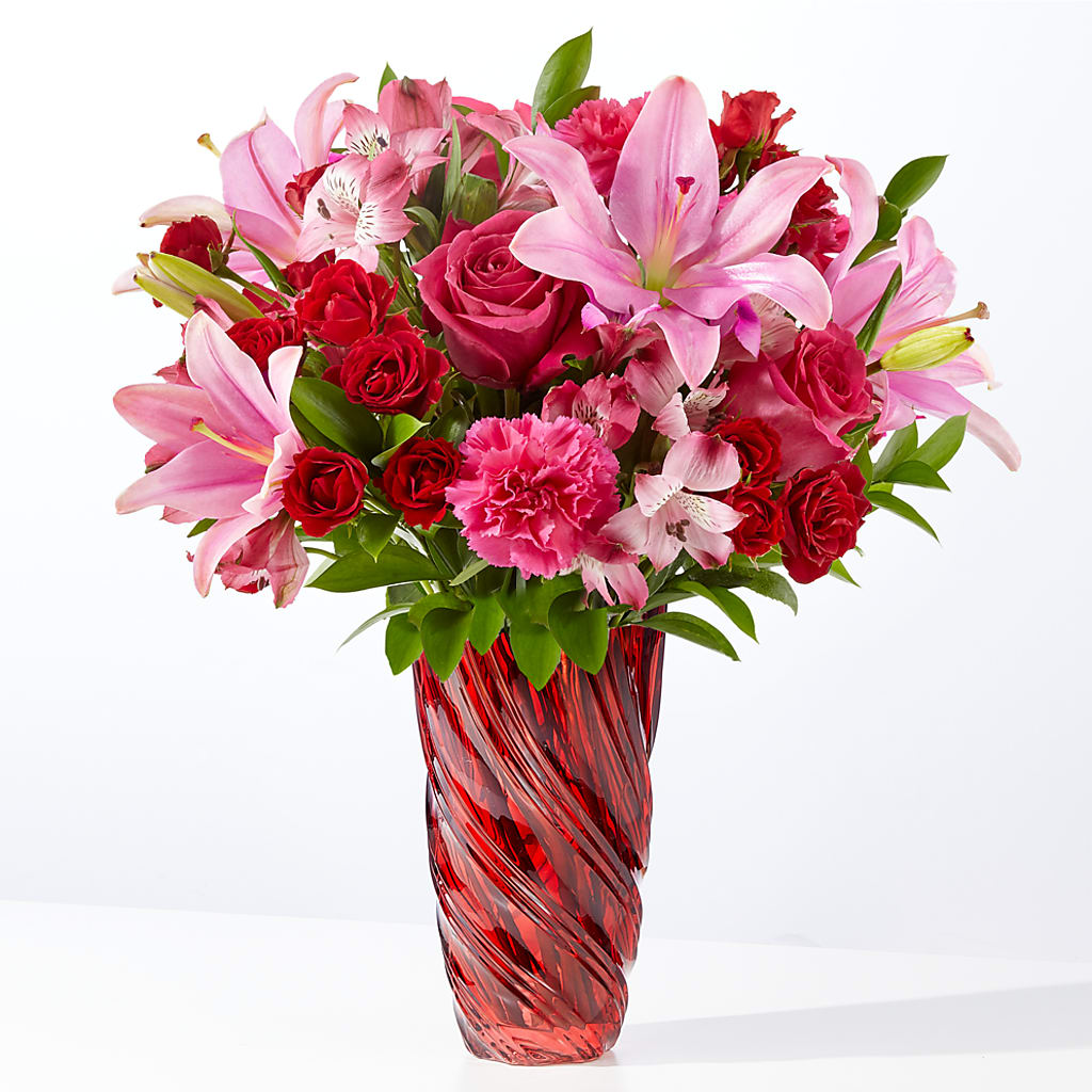 In Love Bouquet with Luxe Swirl Vase – SHARAR'S FLORIST, La Habra CA