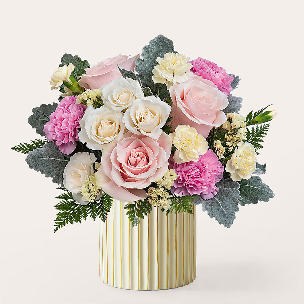 Blissful Moments Bouquet with Ivory Vase – SHARAR'S FLORIST, La Habra CA