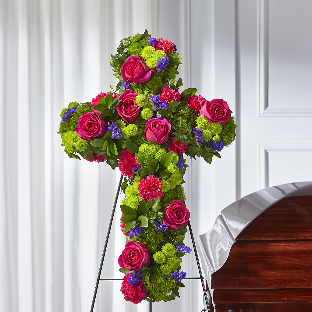 Tribute Rose Floral Cross – SHARAR'S FLORIST, La Habra CA