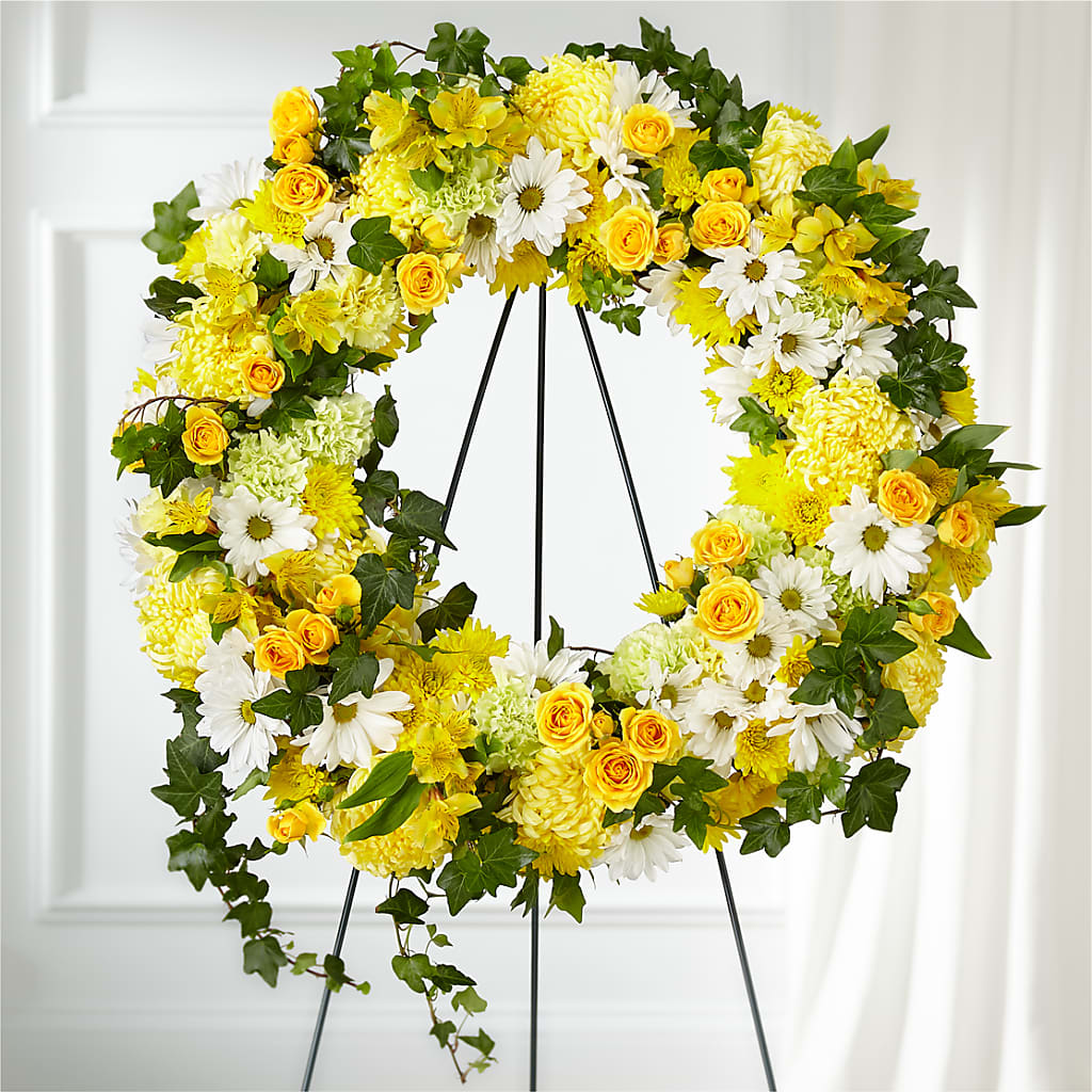 Golden Remembrance Wreath – SHARAR'S FLORIST, La Habra CA