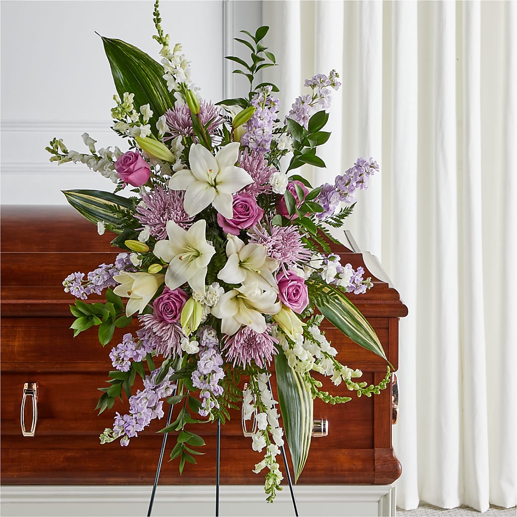 Grateful Hearts Standing Spray – SHARAR'S FLORIST, La Habra CA