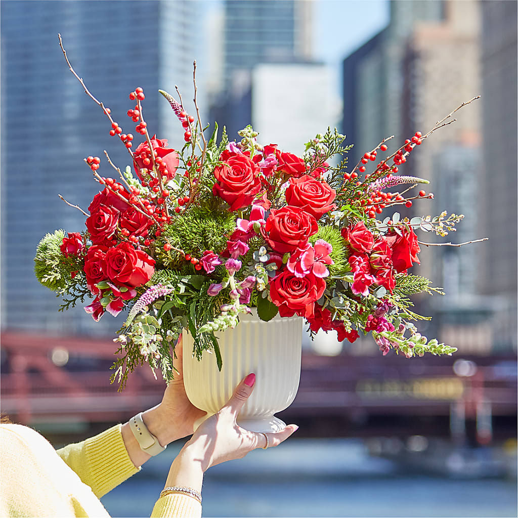 Big Red Bow Bouquet – SHARAR'S FLORIST, La Habra CA