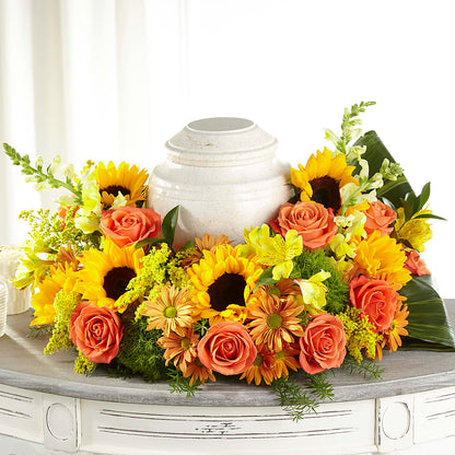 Faithful Sunflower Cremation Adornment – SHARAR'S FLORIST, La Habra CA