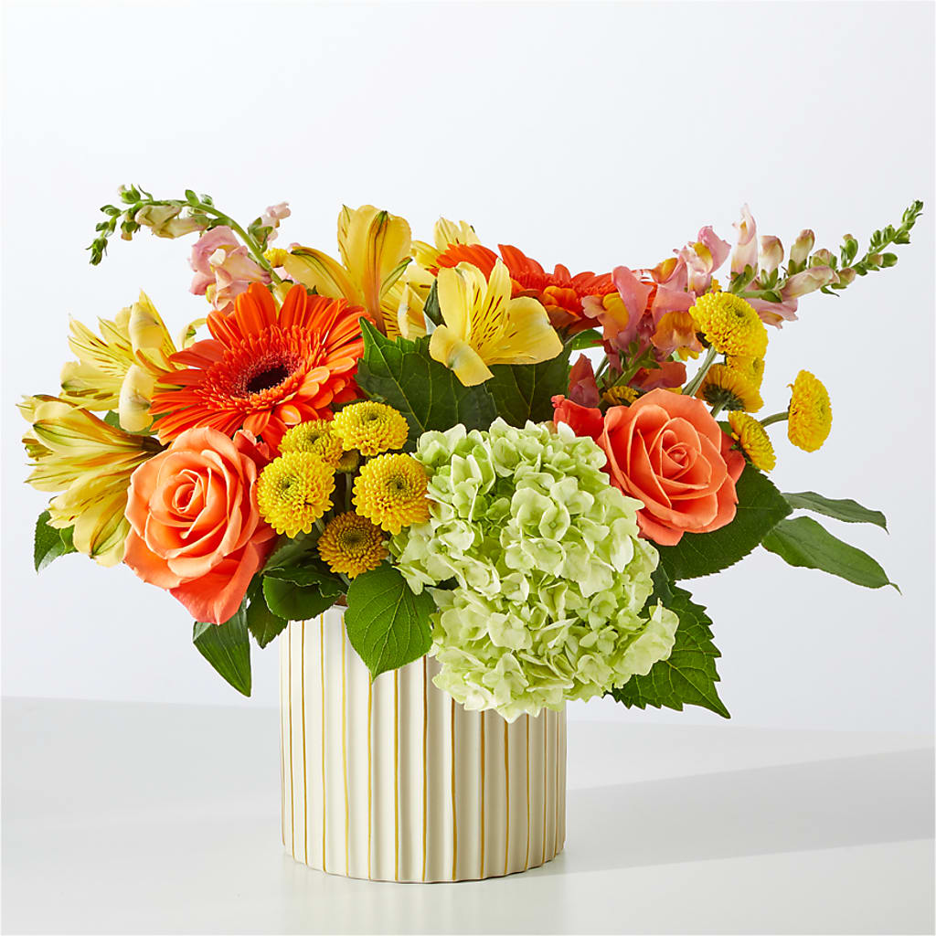 Autumn Sunshine Bouquet with Ivory Vase – SHARAR'S FLORIST, La Habra CA