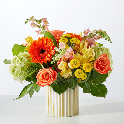 Autumn Sunshine Bouquet with Ivory Vase – SHARAR'S FLORIST, La Habra CA