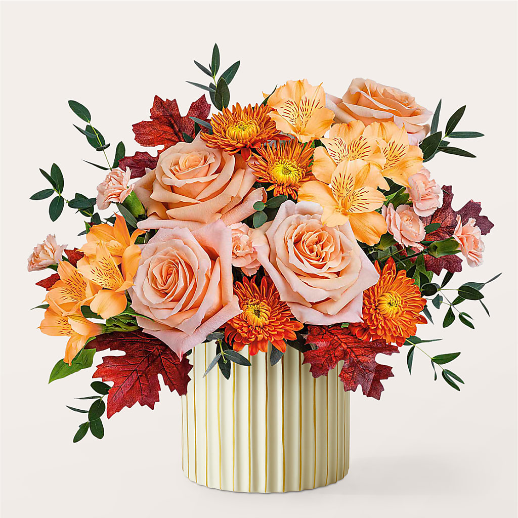 Spiced Latte Bouquet with Ivory Vase – SHARAR'S FLORIST, La Habra CA