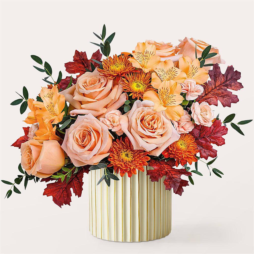 Spiced Latte Bouquet with Ivory Vase – SHARAR'S FLORIST, La Habra CA