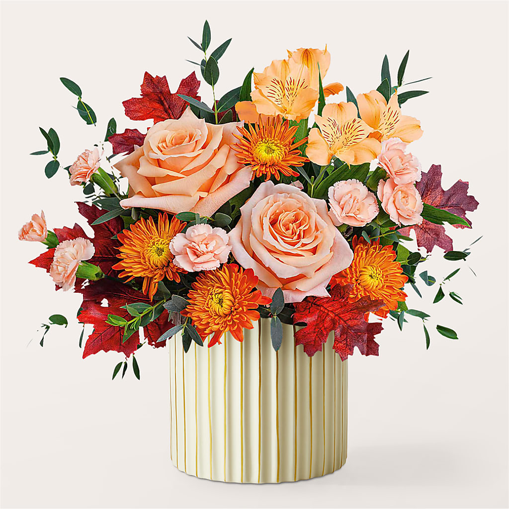 Spiced Latte Bouquet with Ivory Vase – SHARAR'S FLORIST, La Habra CA