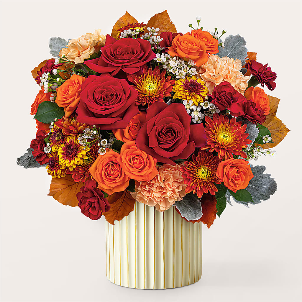 Merlot Bouquet with Ivory Vase – SHARAR'S FLORIST, La Habra CA