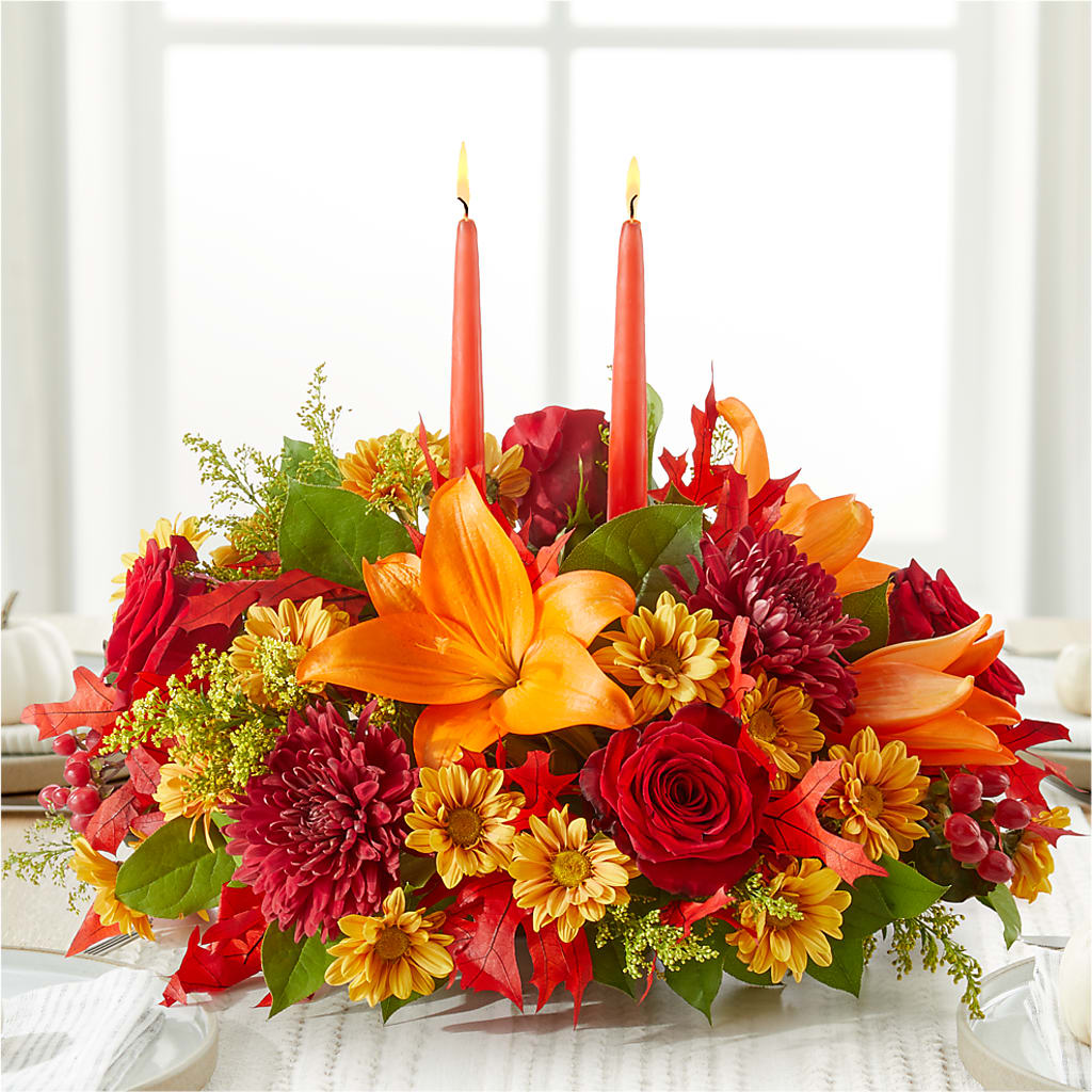 Autumn's Embrace Centerpiece – SHARAR'S FLORIST, La Habra CA