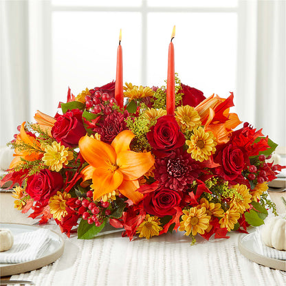 Autumn's Embrace Centerpiece – SHARAR'S FLORIST, La Habra CA