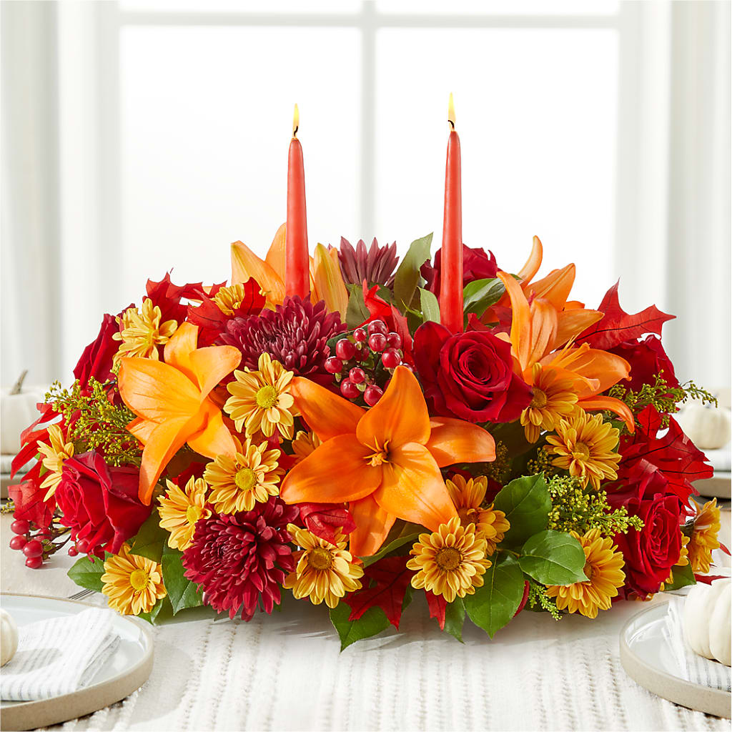 Autumn's Embrace Centerpiece – SHARAR'S FLORIST, La Habra CA