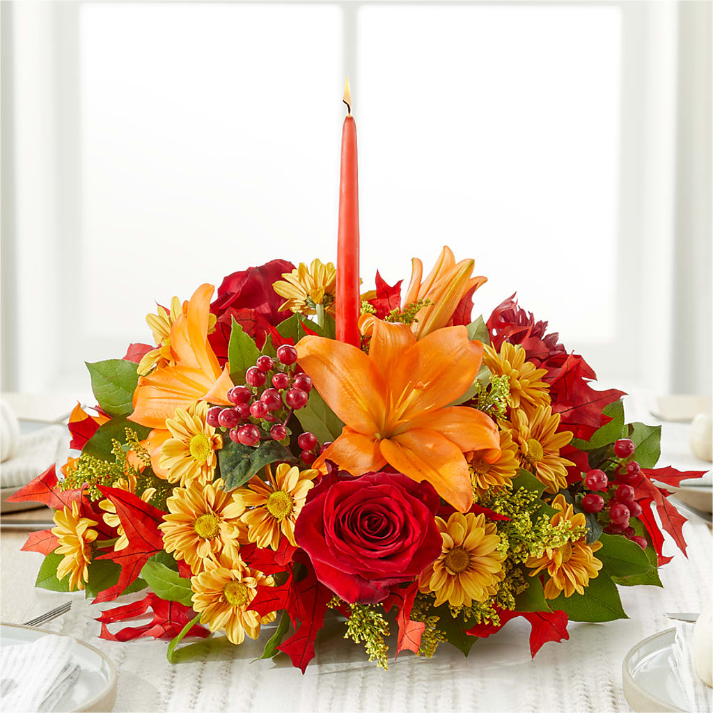 Autumn's Embrace Centerpiece – SHARAR'S FLORIST, La Habra CA