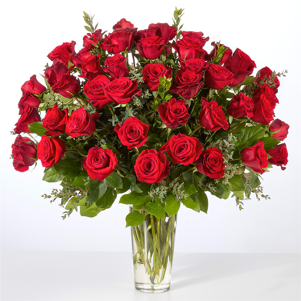 Forever Yours Fifty Stem Red Rose Bouquet – SHARAR'S FLORIST, La Habra CA