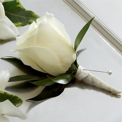 White Rose Boutonniere – SHARAR'S FLORIST, La Habra CA
